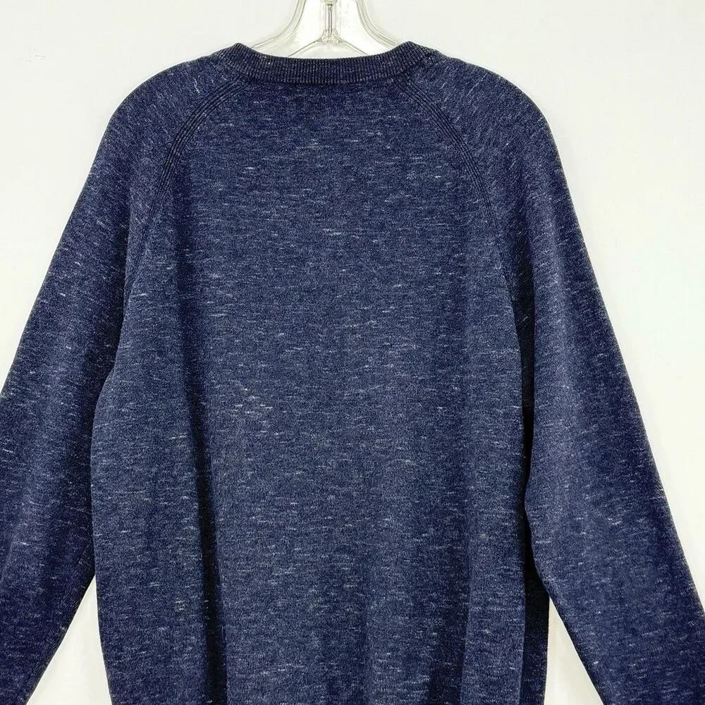 Porter & Ash Henley Sweater Mens Size M Blue Long Sleeve Casual Preppy